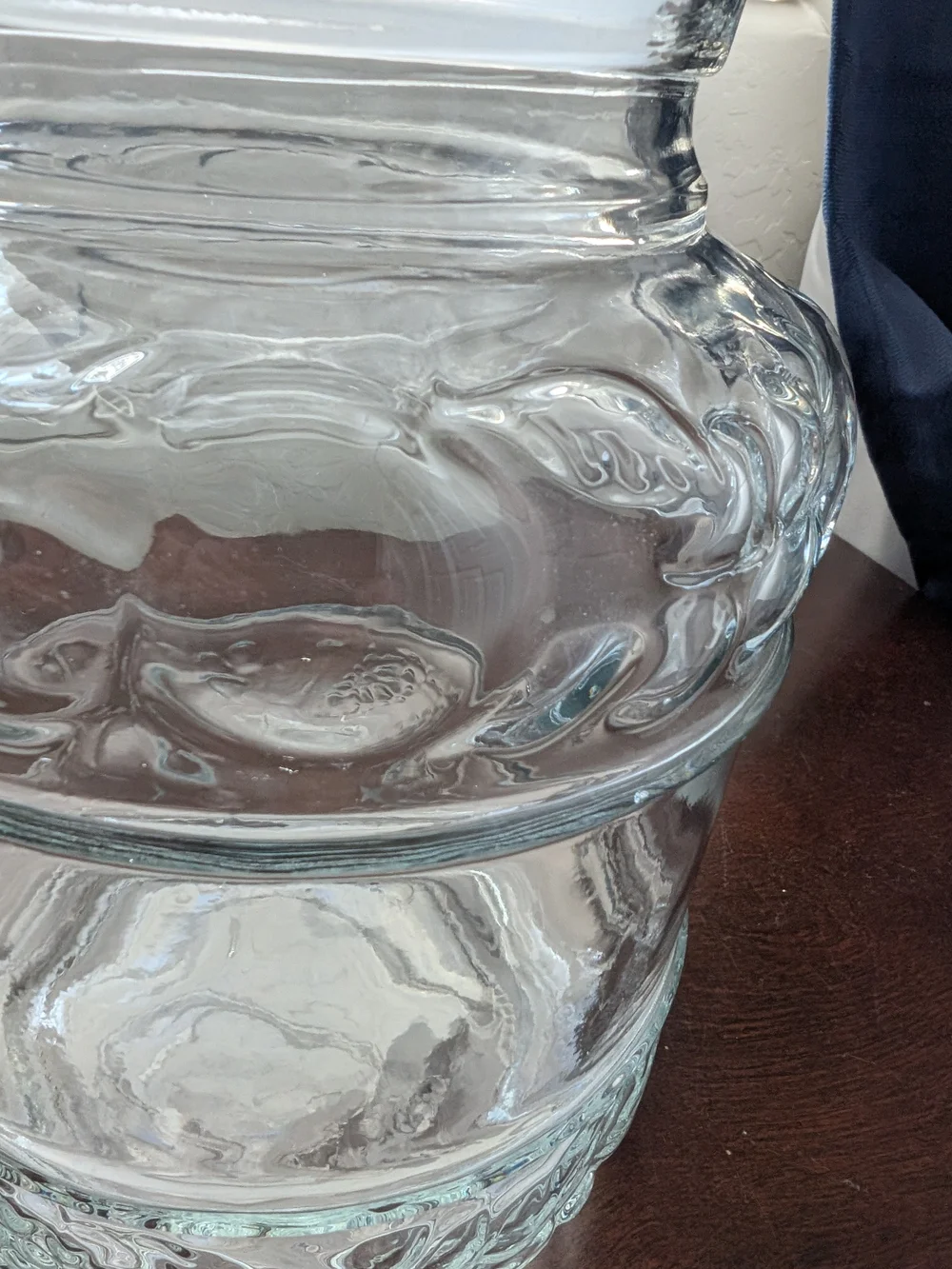 Vintage 1980s KIG Indonesia Clear Glass Storage Jar with Lid 11.5 Inches Fruit
